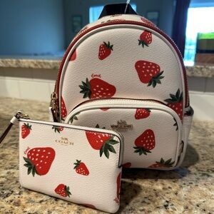 BRAND NEW Coach Strawberry Book-bag Purse w/ Wallet